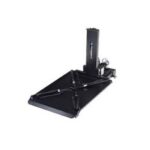 A black Pilates reformer machine with adjustable straps and a padded platform, designed for resistance-based exercise and physical therapy.