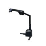 A black document camera with an adjustable arm and a rectangular base, designed for projecting or capturing documents and objects. The device is shown on a plain white background.